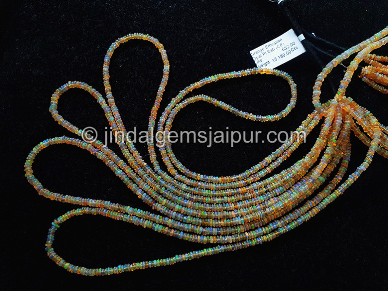 Orange Ethiopian Opal Smooth Roundelle Shape Beads