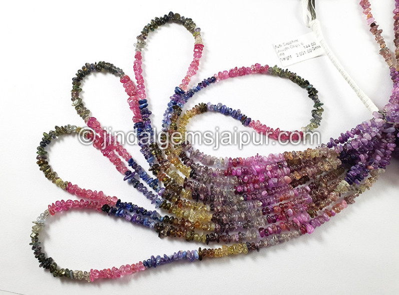 Multi Sapphire Smooth Chips Beads