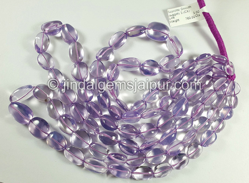 Scorolite Or Lavender Quartz Smooth Nuggets Shape Beads