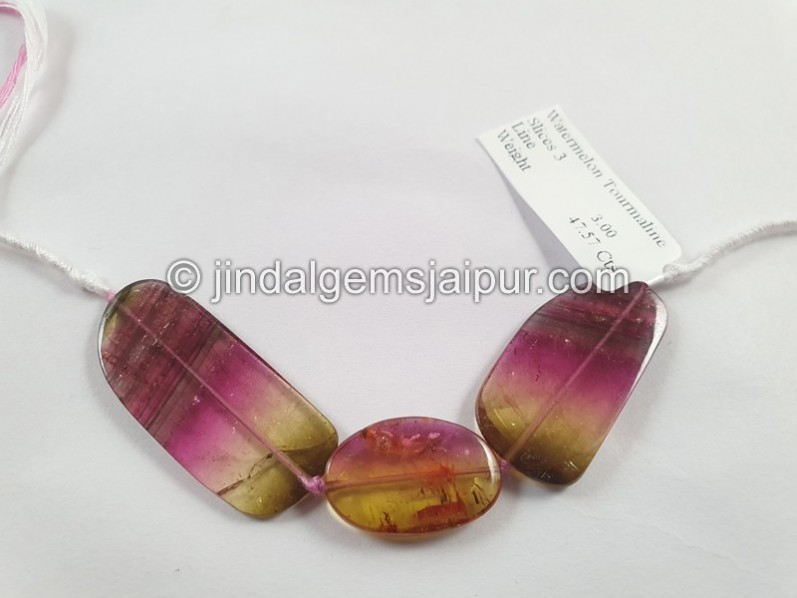 Watermelon Tourmaline Smooth Slices Beads