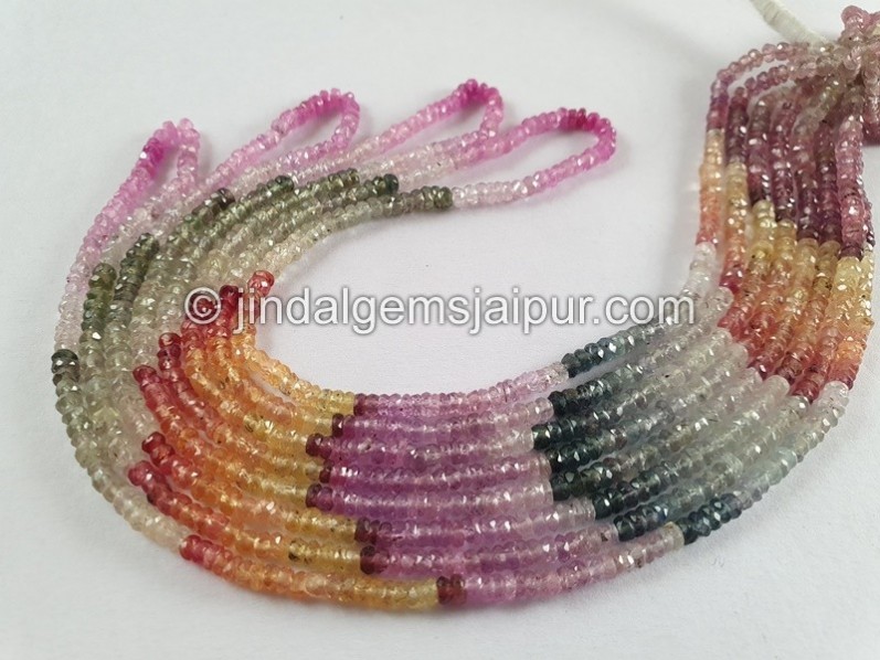 Multi Sapphire Faceted Roundelle Beads