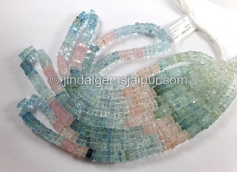Multi Aquamarine Step Cut Bolt Shape Medium Beads