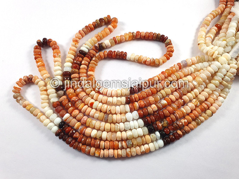 Fire Opal Smooth Roundelle Shape Beads