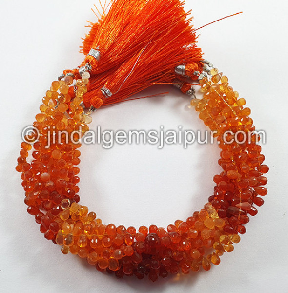 Fire Opal Faceted Drops Shape Beads