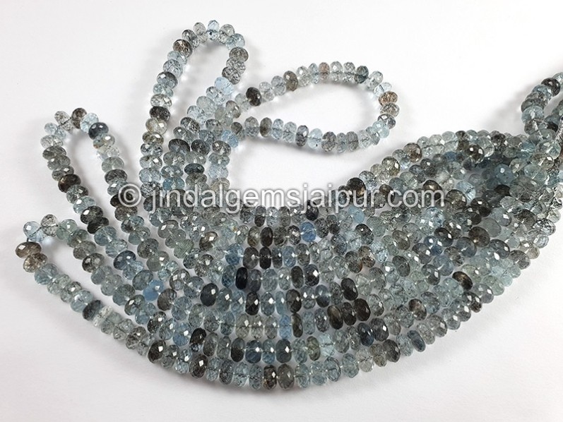 Moss Aquamarine Faceted Roundelle Shape Big Beads