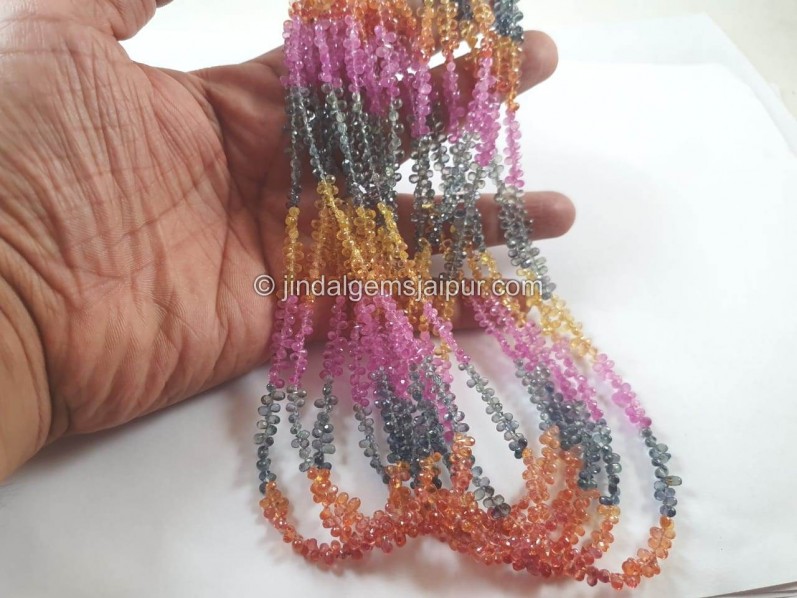 Natural Multi Sapphire Faceted Drop Beads -- SPPH147