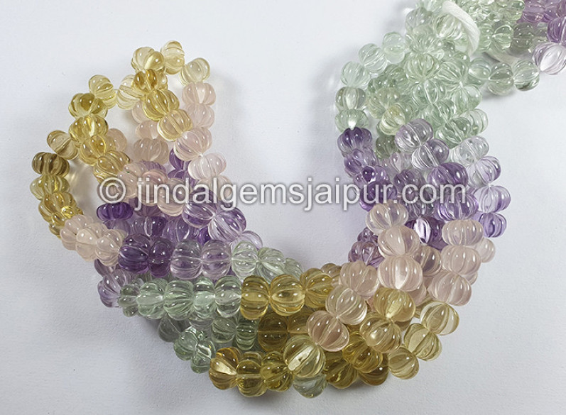 Multi Stone Carved Pumpkin Shape Beads