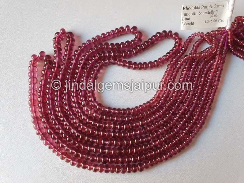 Purple Rhodolite Garnet Smooth Roundelle Beads