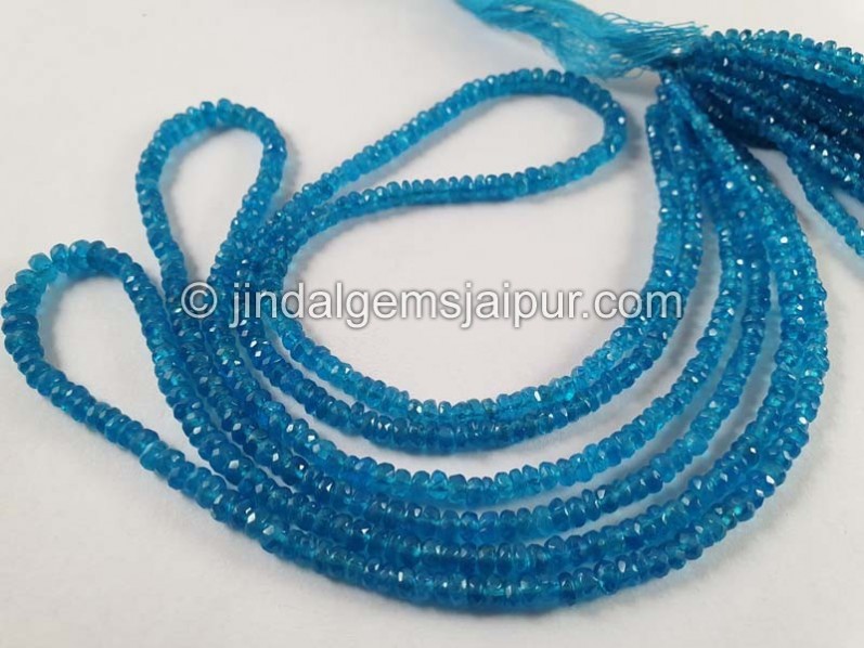 Natural Blue Apatite Faceted Rondelle Beads 5.5mm