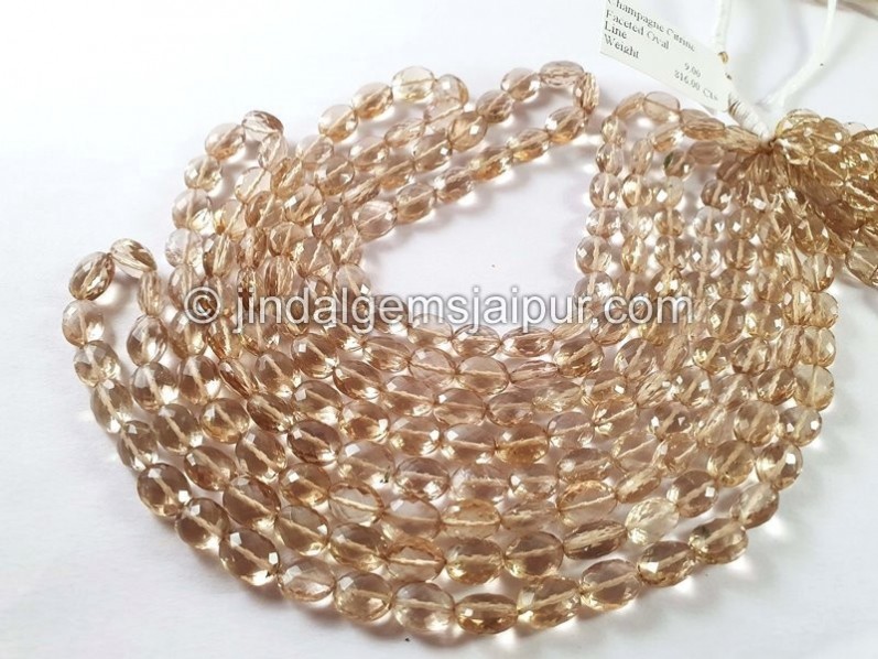 Champagne Citrine Faceted Oval Beads