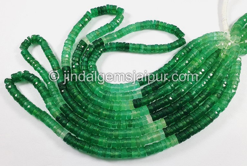 Green Onyx Faceted Tyre Shape Beads