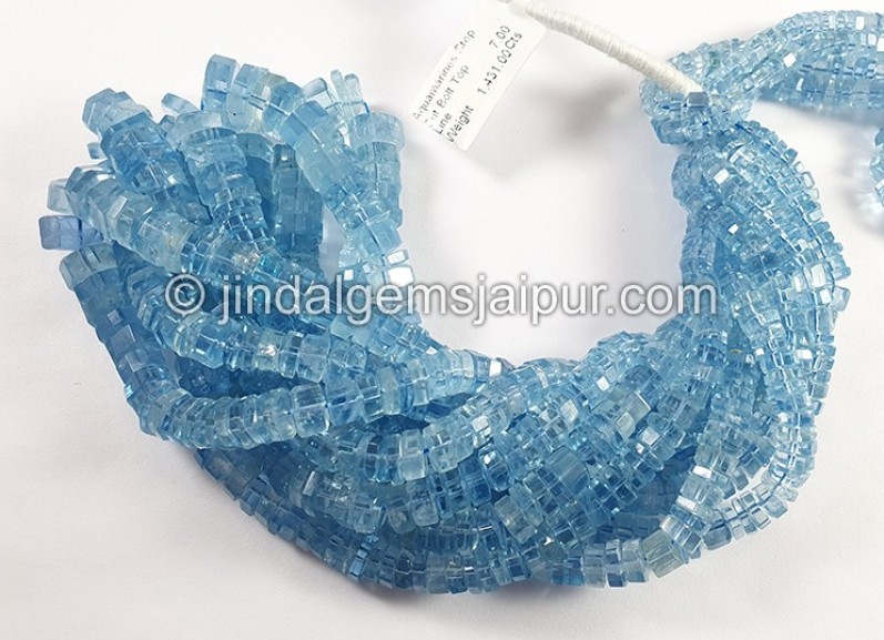 Aquamarine Step Cut Bolt Shape Beads