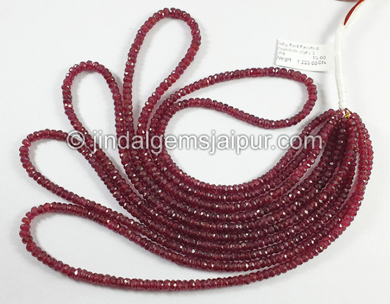 Ruby Red Faceted Roundelle Shape Beads