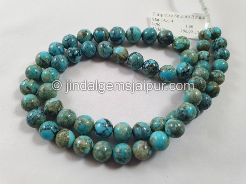 Turquoise Matrix Smooth Round Ball Beads