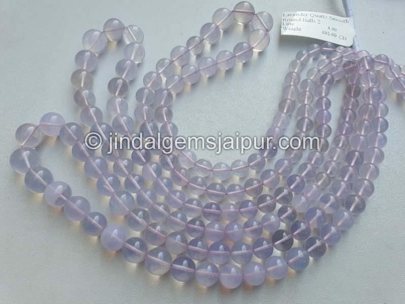 Lavender Quartz Or Scorolite Smooth Round Beads