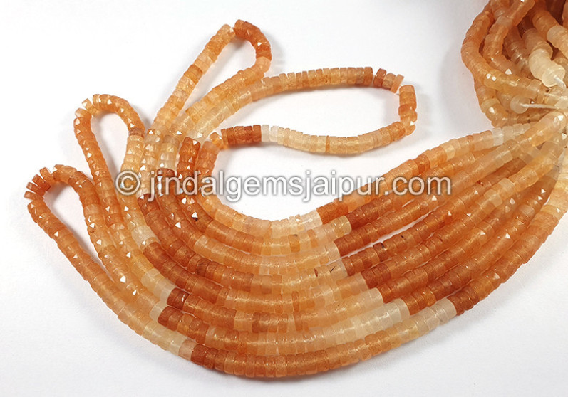 Orange Aventurine Faceted Tyre Shape Beads