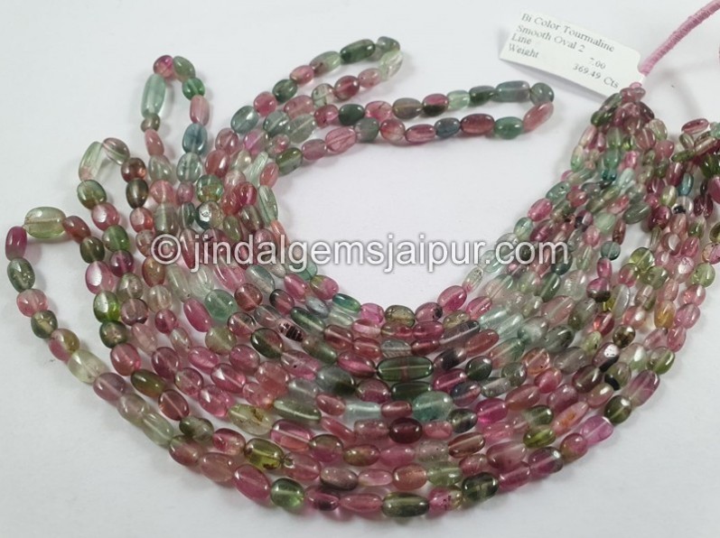 Bi Color Tourmaline Smooth Oval Beads -- TOWT49