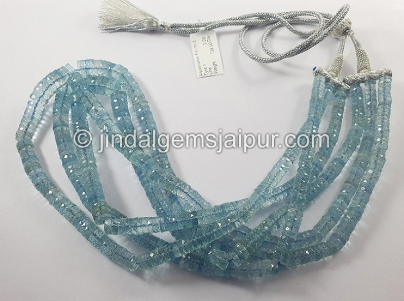 Aquamarine Faceted Tyre Shape Beads