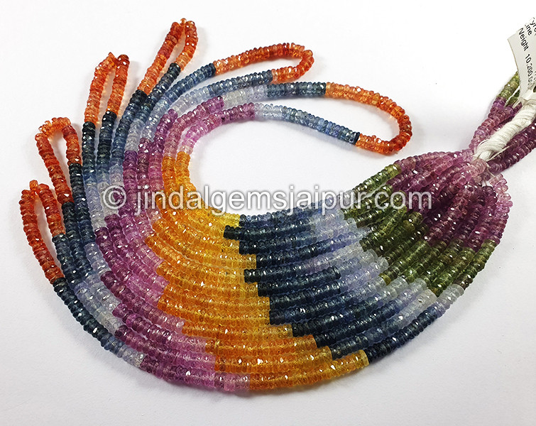 Multi Sapphire Faceted Tyre Shape Beads