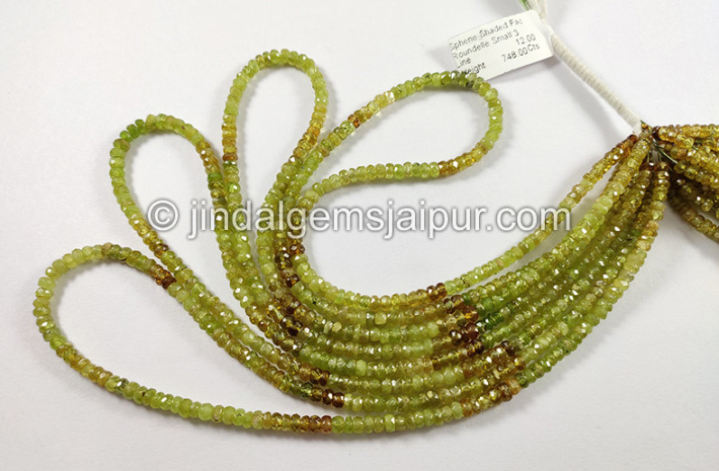 Sphene Shaded Faceted Roundelle Shape Small Beads