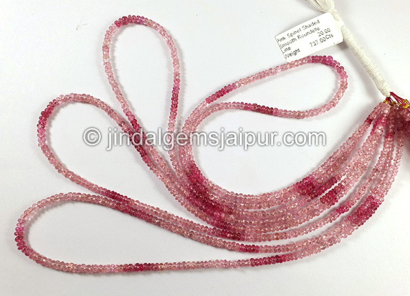Pink Spinel Shaded Smooth Roundelle Shape Beads