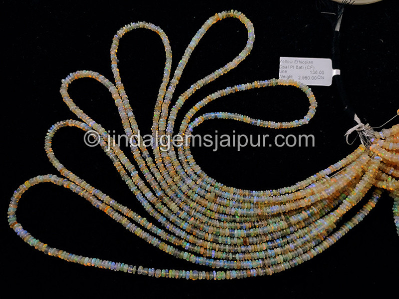 Yellow Ethiopian Opal Smooth Roundelle Shape Beads
