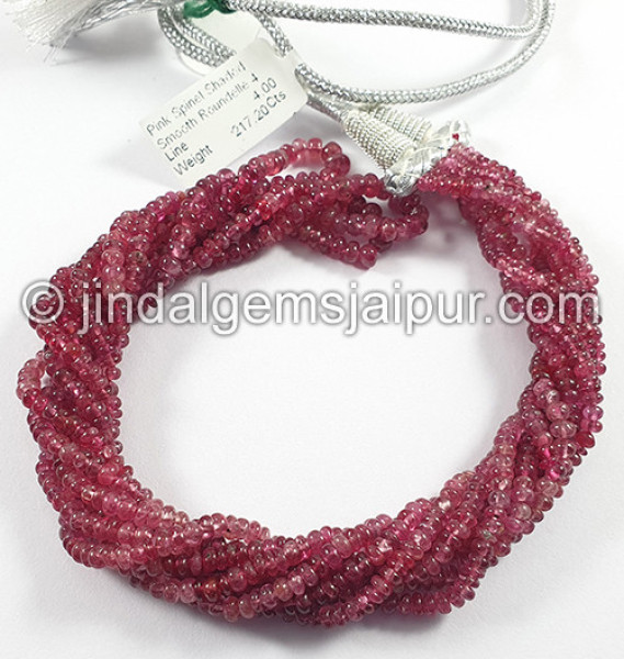 Pink Spinel Shaded Smooth Roundelle Shape Beads