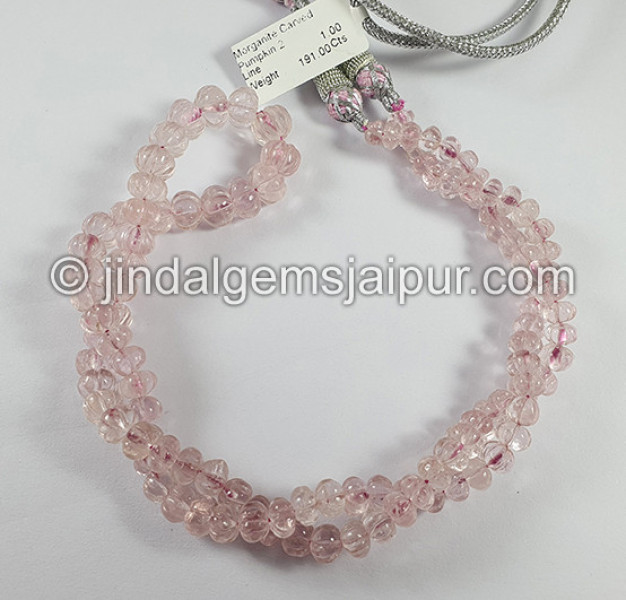 Morganite Carved Pumpkin Shape Beads