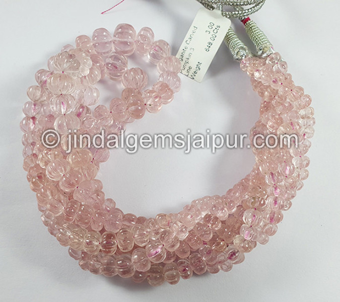 Morganite Carved Pumpkin Shape Beads