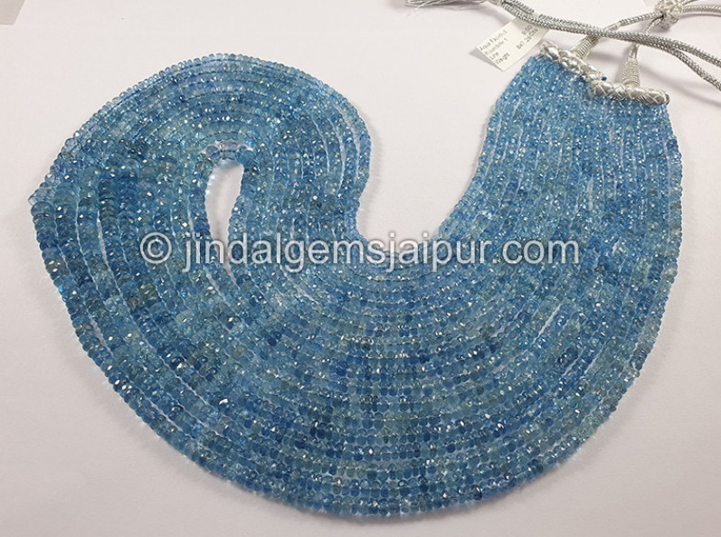 Aquamarine Faceted Roundelle Shape Beads
