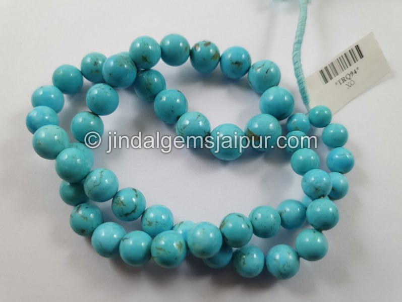 Sleeping Beauty Turquoise Far Smooth Round Beads