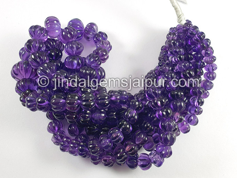 Amethyst Carved Pumpkin Shape Beads