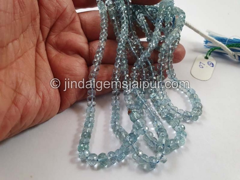 Aquamarine Far Faceted Roundelle Beads
