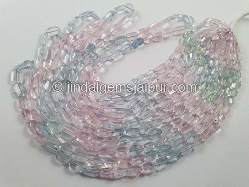 Multi Aquamarine Faceted Nugget Beads