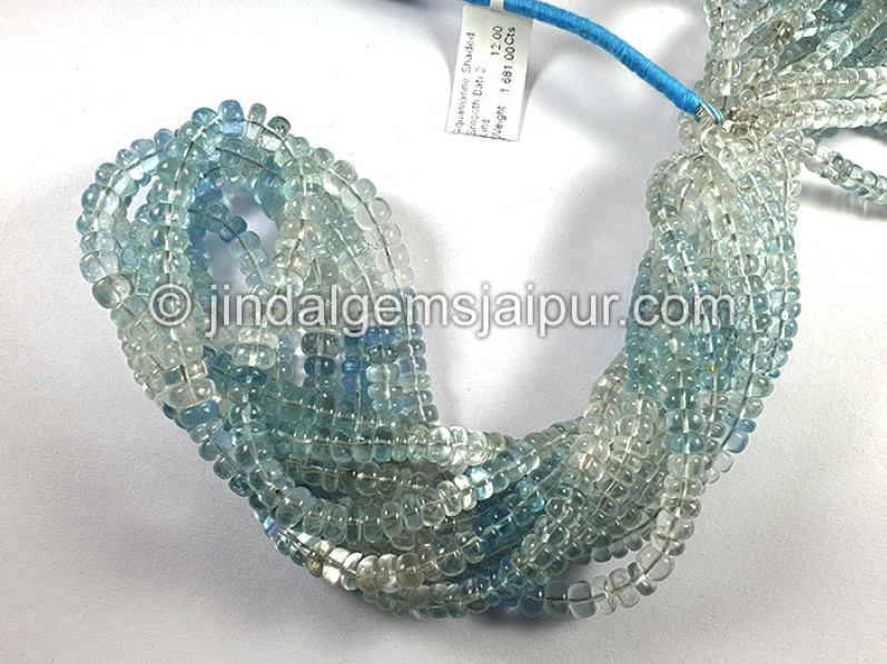 Aquamarine Shaded Smooth Roundelle Shape Beads