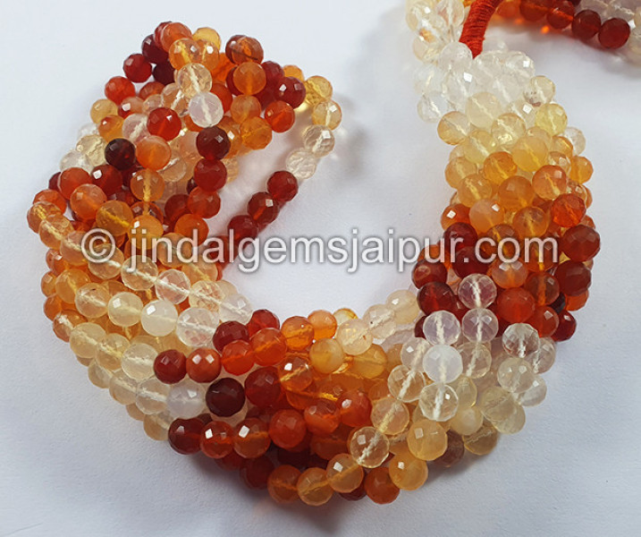 Fire Opal Faceted Round Balls Beads