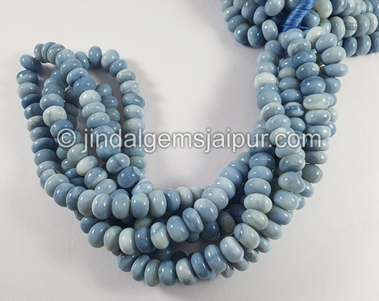 Blue Opal Smooth Roundelle Shape Beads