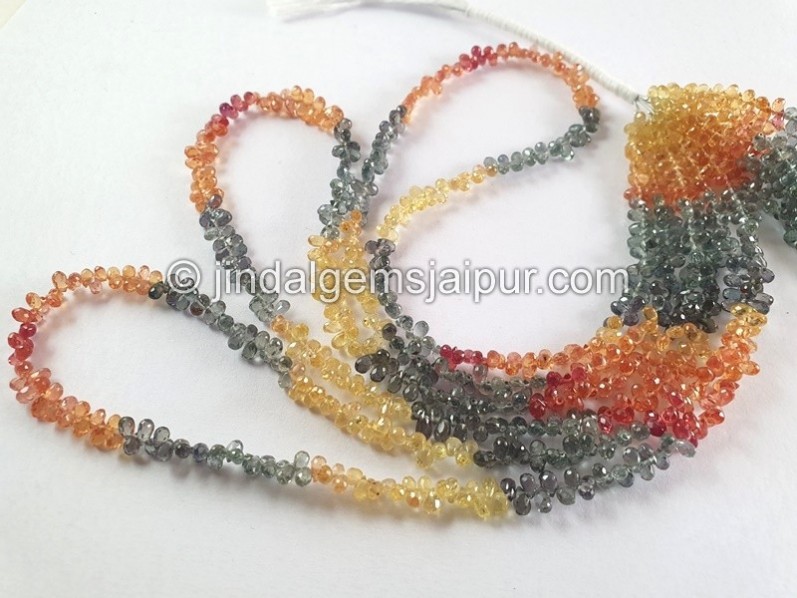 Multi Songea Sapphire Faceted Drop Beads
