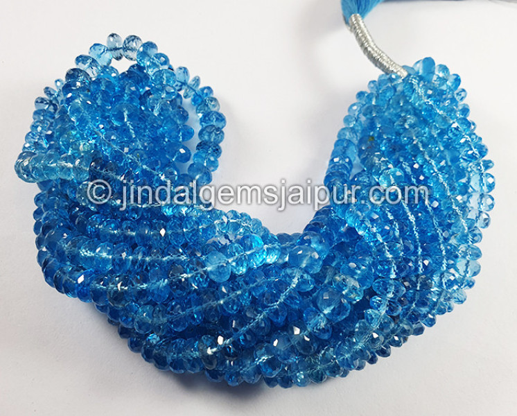 Swiss Blue Topaz Faceted Roundelle Shape Beads