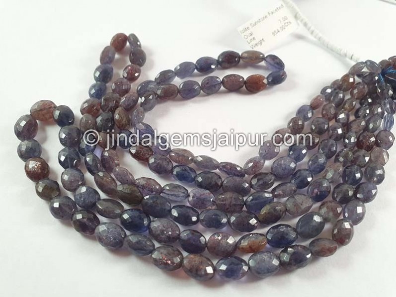 Iolite Sunstone Faceted Oval Beads -- IOSN1