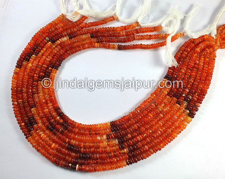 Fire Opal Smooth Roundelle Shape Beads
