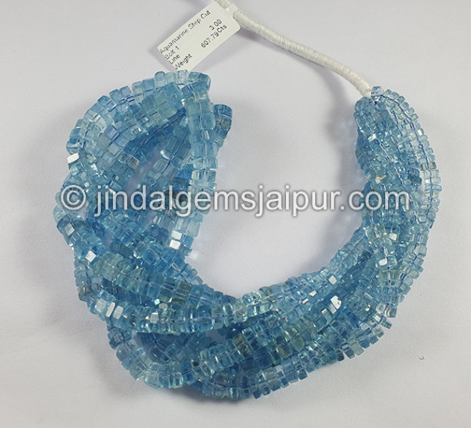 Aquamarine Step Cut Bolt Shape Beads