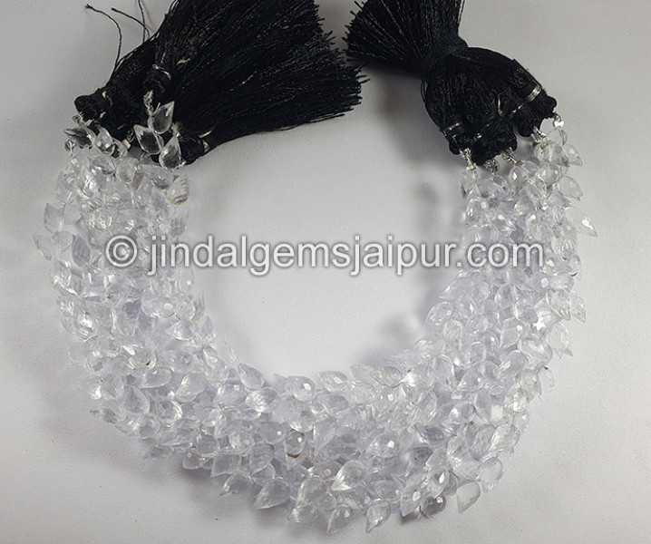 Crystal Quartz Faceted Fancy Drops Shape Small Beads