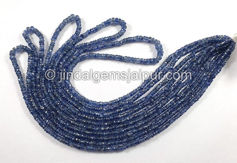 Blue Sapphire Faceted Roundelle Shape Beads