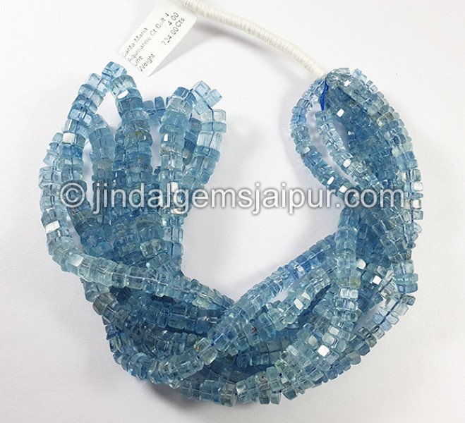 Santa Maria Aquamarine Cut Bolt Shape Beads