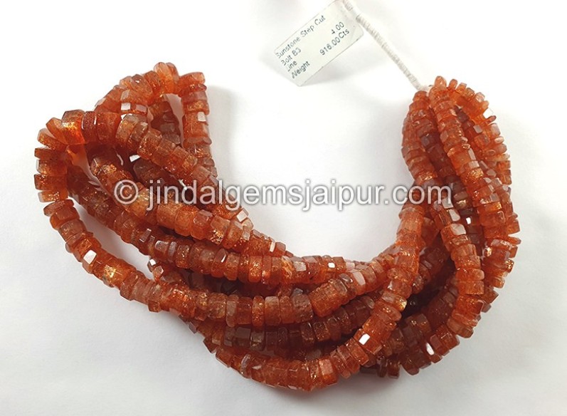 Sunstone Step Cut Bolt Shape Beads