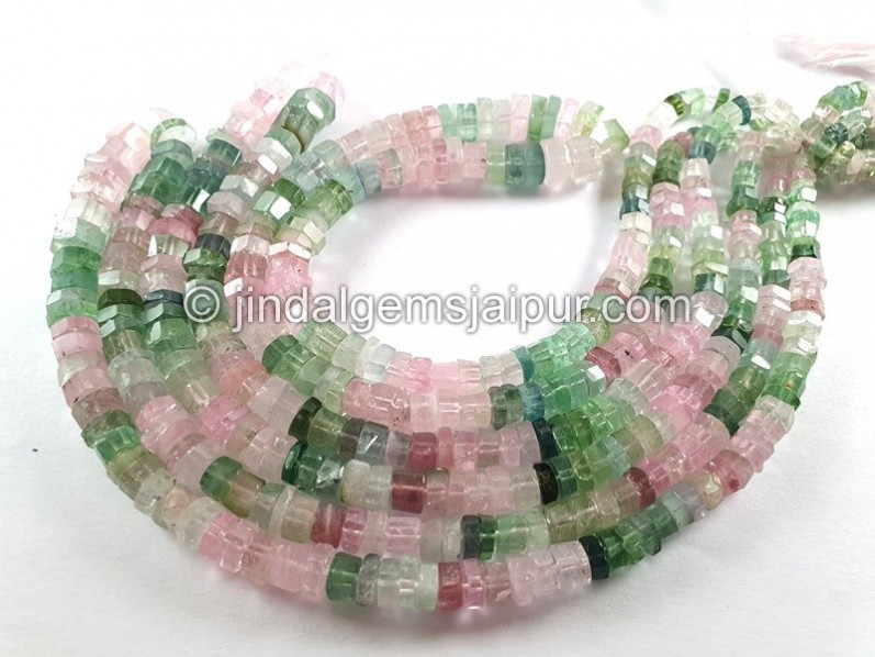 Afghan Tourmaline Step Cut Roundelle Beads