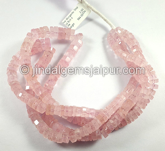 Pink Morganite Step Cut Bolt Shape Beads