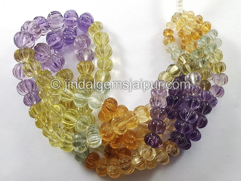 Mix Quartz Carved Pumpkin Shape Big Beads