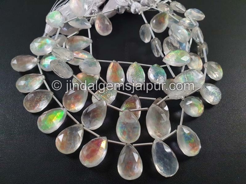 White Abalone Crystal Big Doublet Faceted Pear Beads